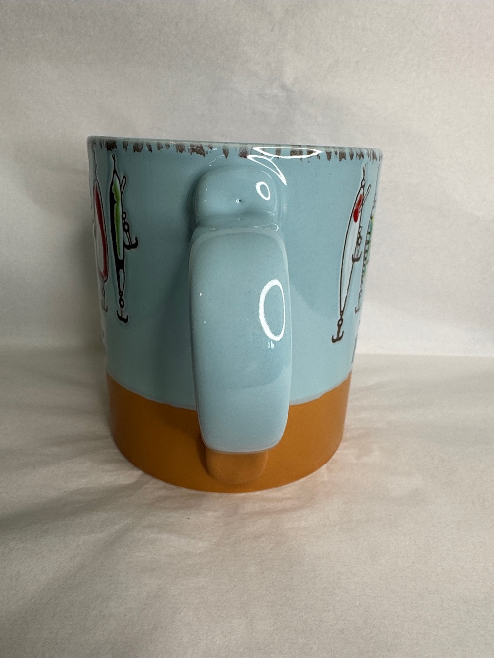 Wishing I Was Fishing Ceramic Mug - Blue and Brown - Picture 4 of 7